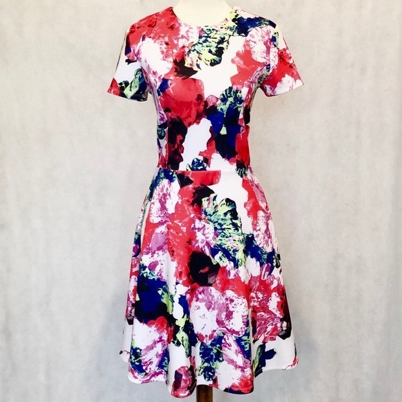 Milly Rosabella Floral Scuba Knit Fit-Flare Dress - Picture 3 of 9